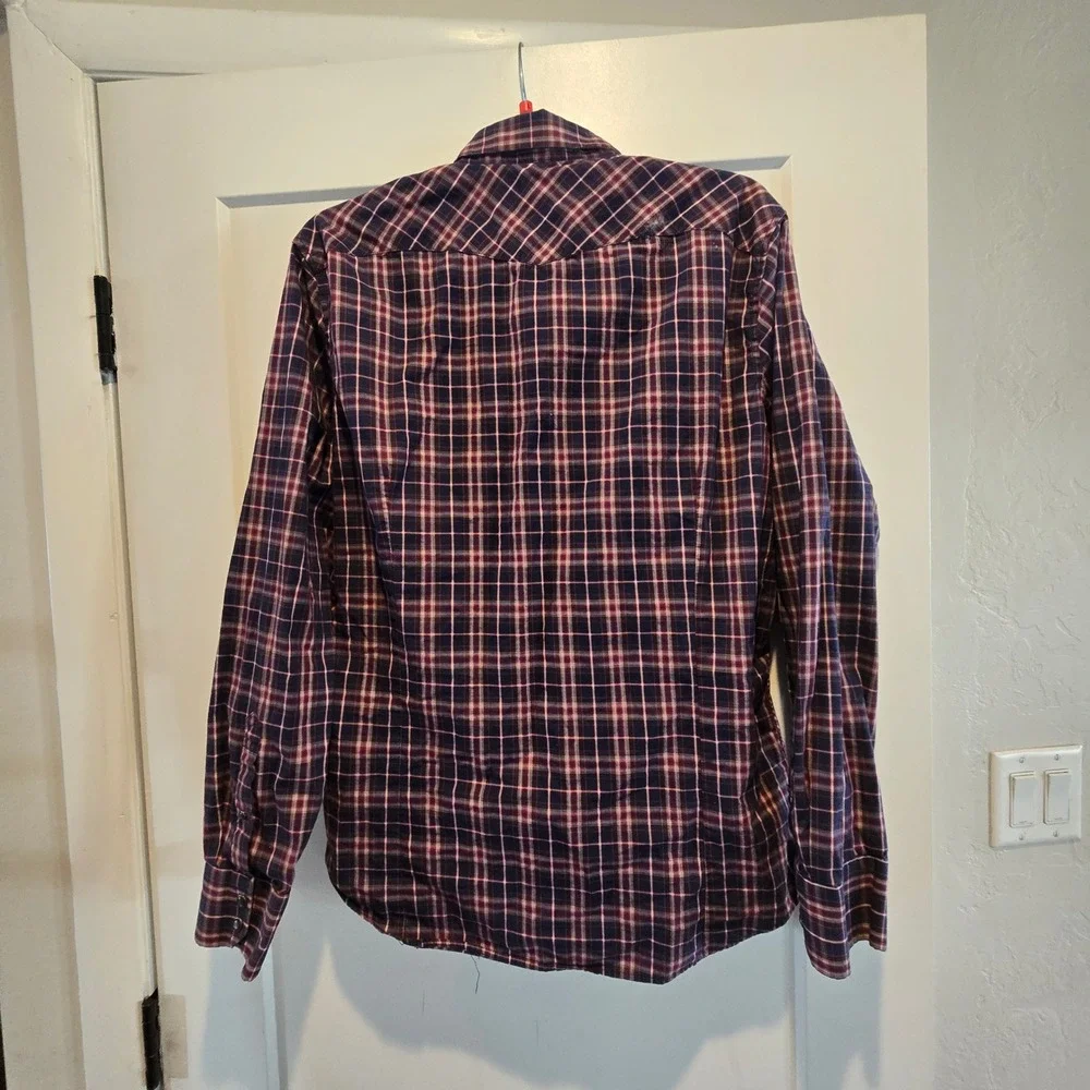 Banana Republic Shirt Mens Slim Fit Western Plaid Pearl Snap Button Down